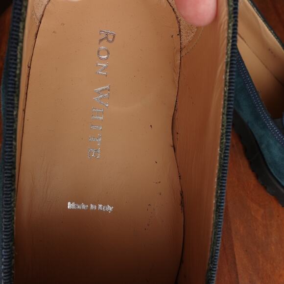 Ron White Loafers Womens Size EU 41 US 10 Turquoise Slip On Comfort Shoes Italy - Picture 12 of 13